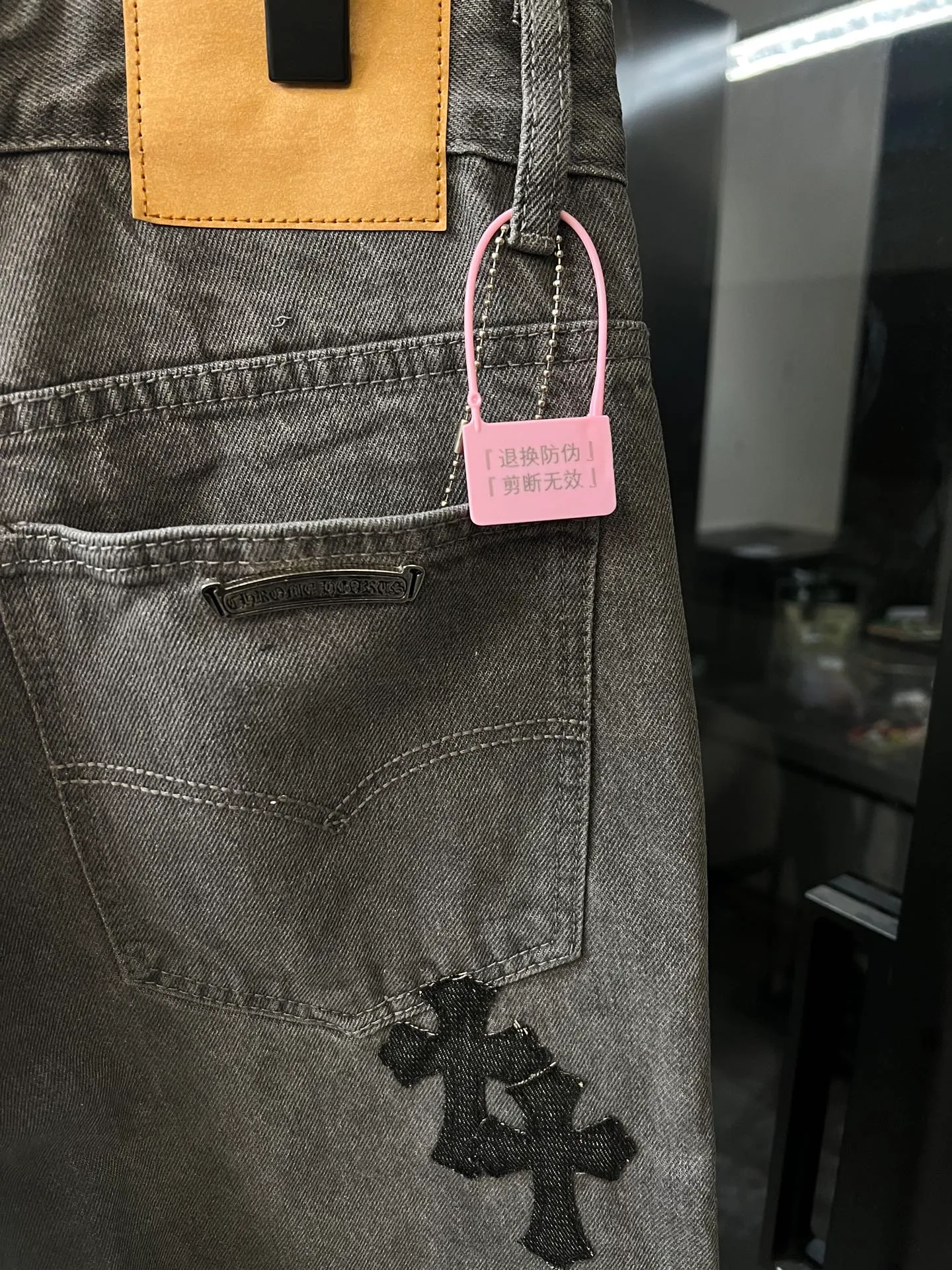 P290 [Next day] Chrome Hearts/Chrome Hearts 25Ss CH Large Cross Limited Gray Cow King Jeans (Gray) Size: 30 32 34 36 (corresponds to m-xxl) Detailed sizes can be found in Figure 9